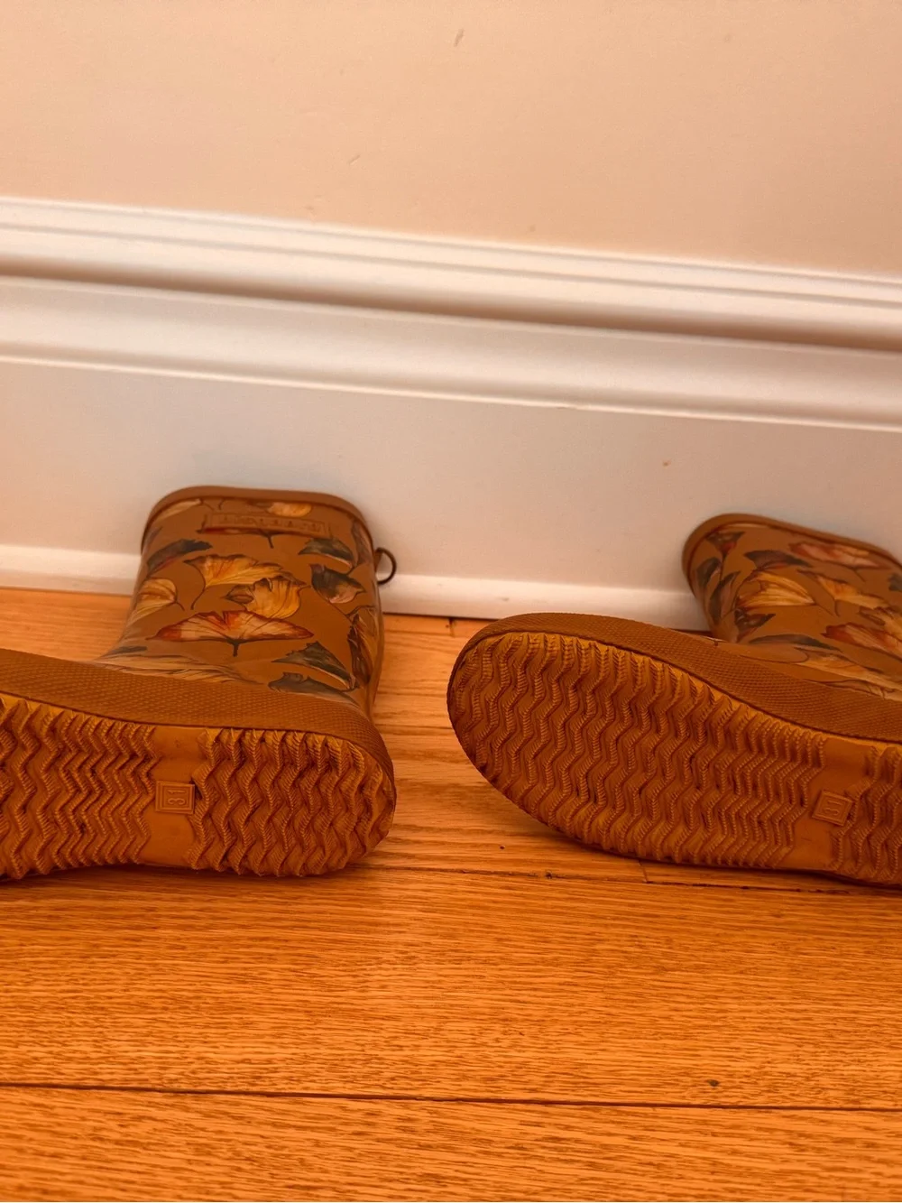 Bisgaard barefoot kids floral tan rain boots